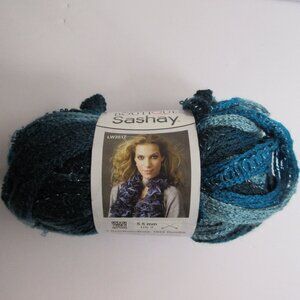 Red Heart Sashay Boutique Yarn 1 Ball "Jive" Blue Silver Metallic 100g NEW